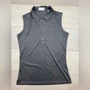 Callaway Womens 1/4 Zip Sleeveless Heather Polo small polyester opti dri
